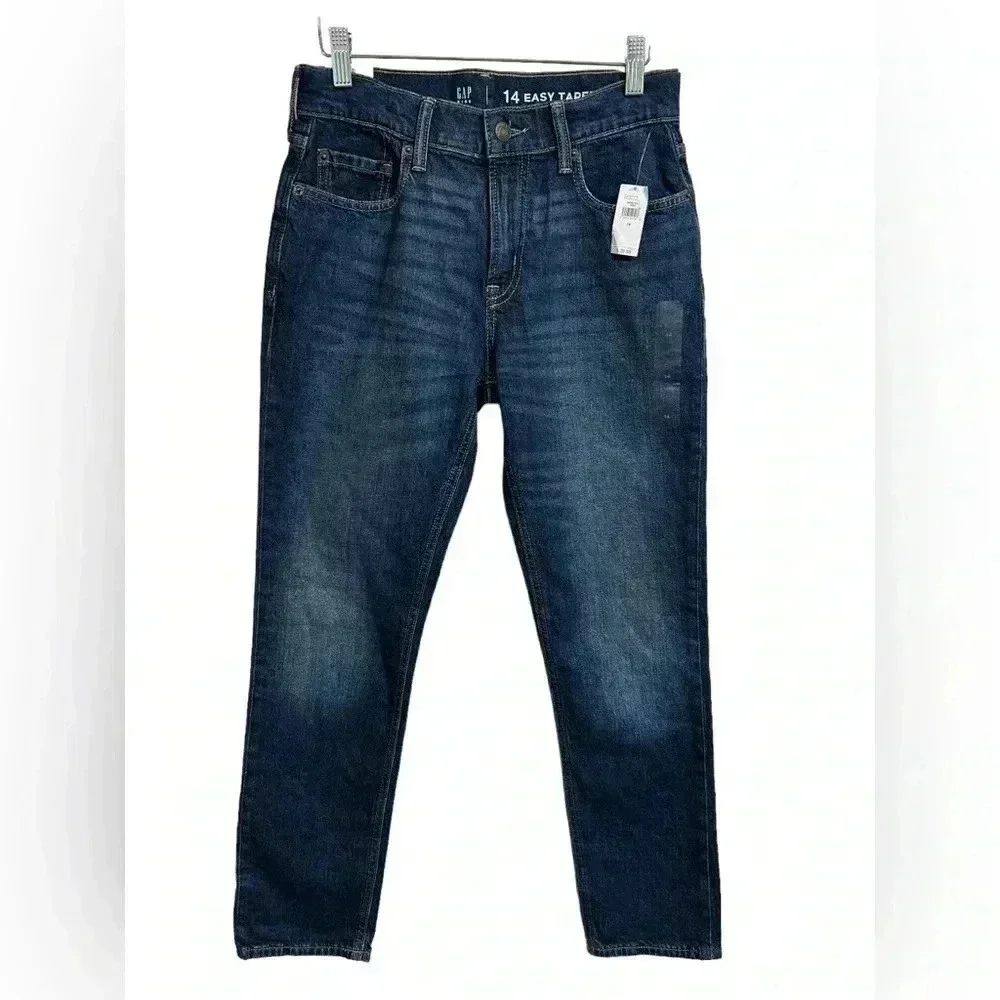 Gap Kids Boys Easy Taper Jeans Adjustable Waist Dark Wash Sz. 14 NWT